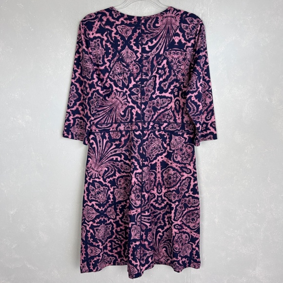 Title Nine size L half sleeve dress fit & flare stretch jersey dress pink navy - Picture 7 of 12
